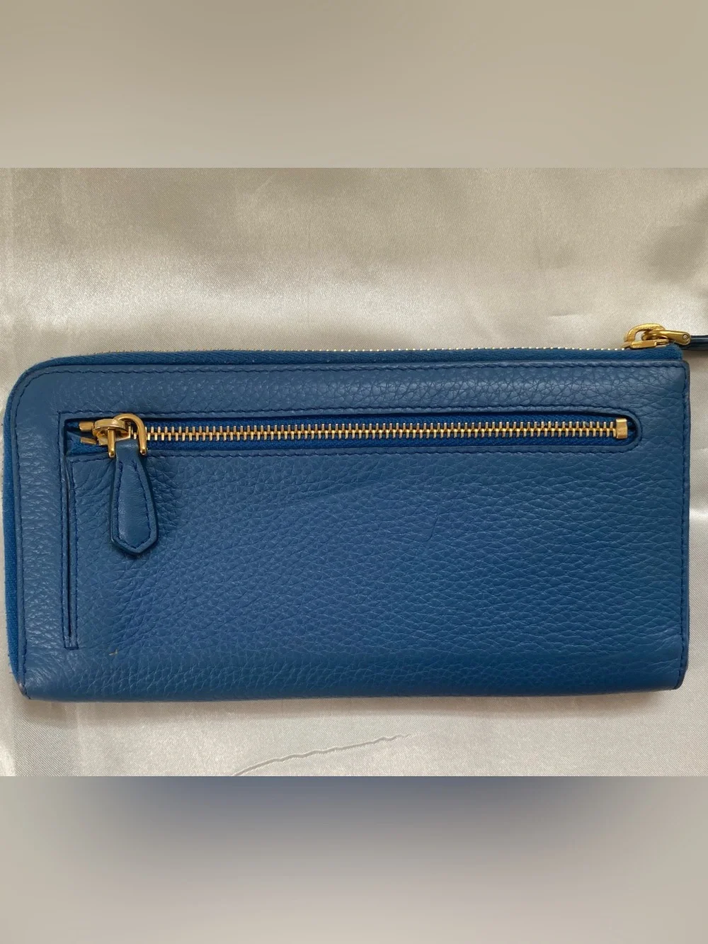 Prada Saffiano Leather Teal Long Zip Wallet - Like New